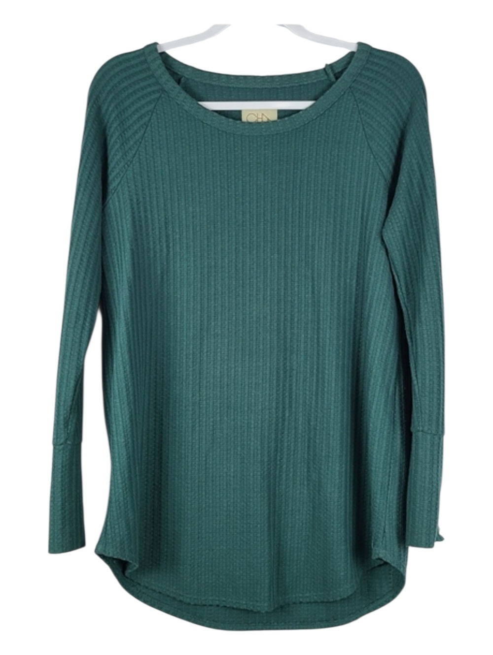 Chaser Teal Waffle Knit Sweater Size M | Textured Long Sleeve Top | Casual Cozy